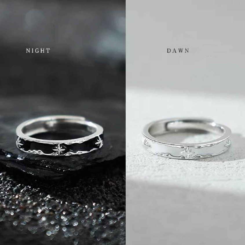 Anxiety Ring For Women Stainless Steel Sun Pendant Spinner Fidget Finger Rings Fashion（แหวนคู่รัก ขา