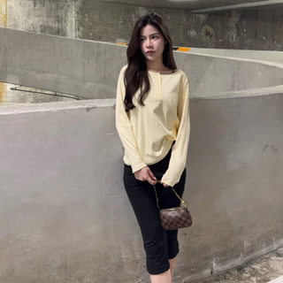 เสื้อแขนยาวแต่งกระดุม ผ้าคอตตอนนุ่มใส่สบาย ยืดได้เยอะ กระดุม 5 เม็ดใช้งานได้จริง (กระดุมแขนยาว)