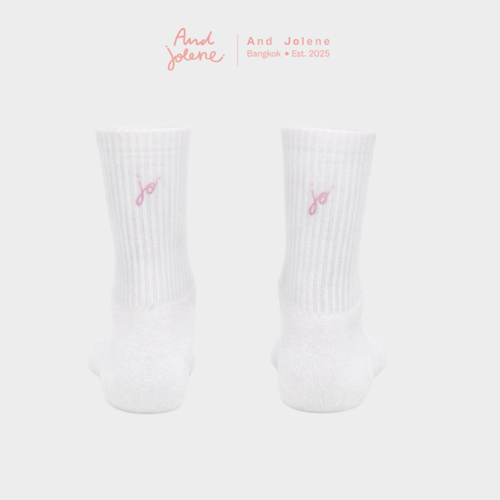 And Jolene Non-Slip Grip Socks ถุงเท้ากันลื่น ถุงเท้าพิลาทิส โยคะ Barre | One Size EU 35-39 | สีขาว Naughty White
