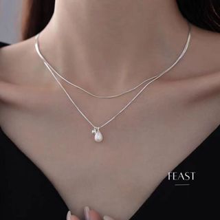 ESCOBAL สร้อยเงินแท้ Feast สร้อยไข่มุก สร้อยแฟชั่น  สร้อยคอส…