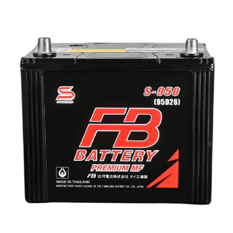 แบตเตอรี่ FB S-950L (95D26L) ขนาด 12V. ความจุ 80 Ah ชนิดกึ่งแห้ง Maintenance Free พร้อมใช้งาน CCAสูง