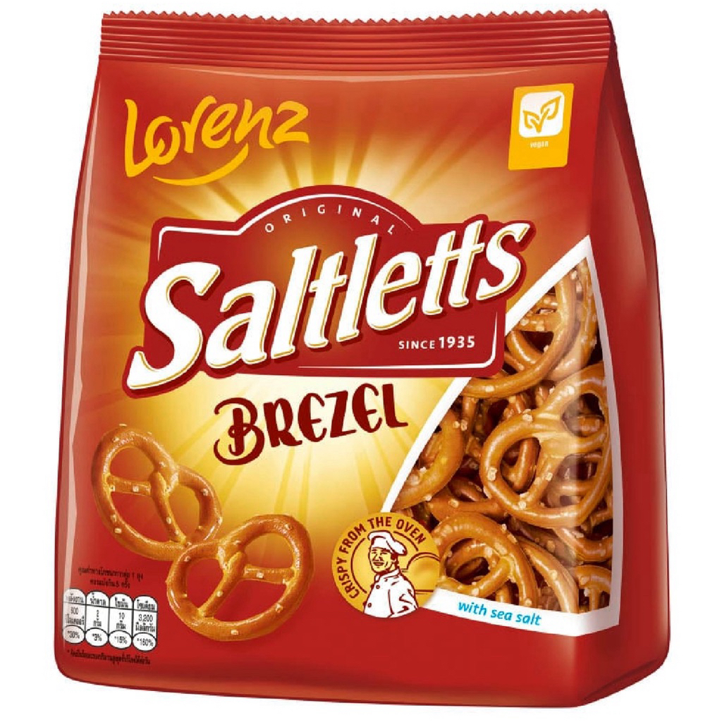 Lorenz Saltletts Pretzel Original 🥨 ซอลท์เล็ทส์ เพรทเซลอบกรอบ สูตรดั้งเดิม โรยเกลือทะเล ขนมนำเข้าเยอรมัน 150ก. พร้อมส่ง