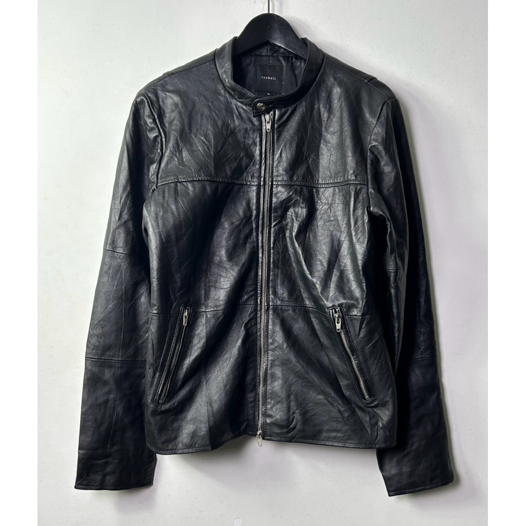 black genuine biker jacket