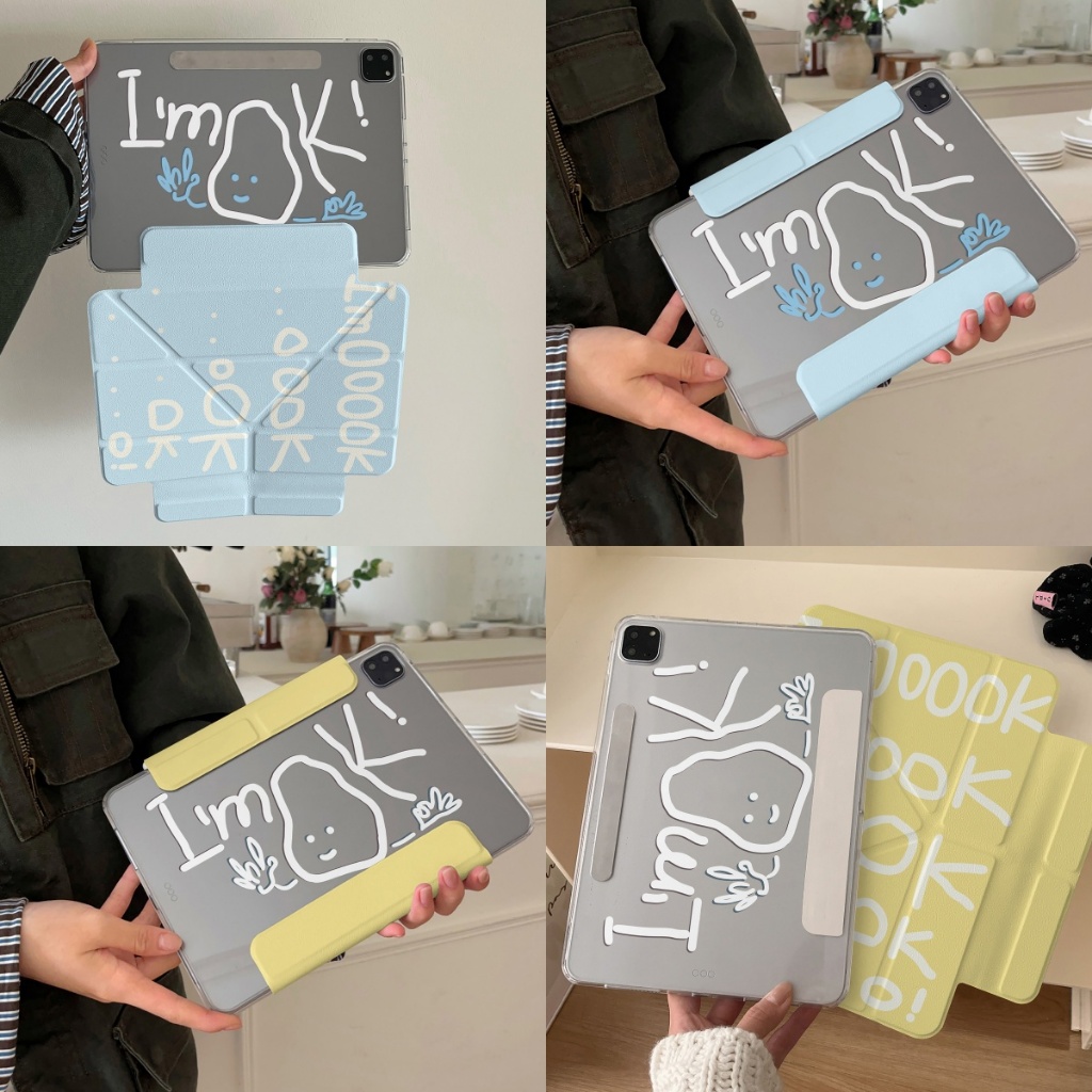 🔥พร้อมส่ง🔥เคสป้องกัน iPad แบบพับ YGen12 Air6 Air7 ถอดออกได้ ที่ใส่ปากกา I'm OK case iPad Gen11 Gen10
