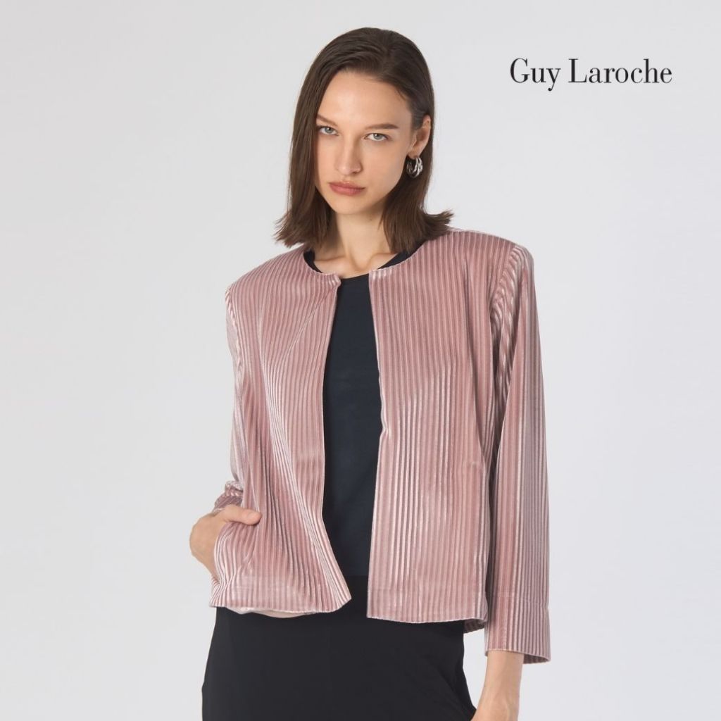 Guy Laroche Shiny Light jacket คอกลม แขนยาว สีชมพูอ่อน GBBBLP
