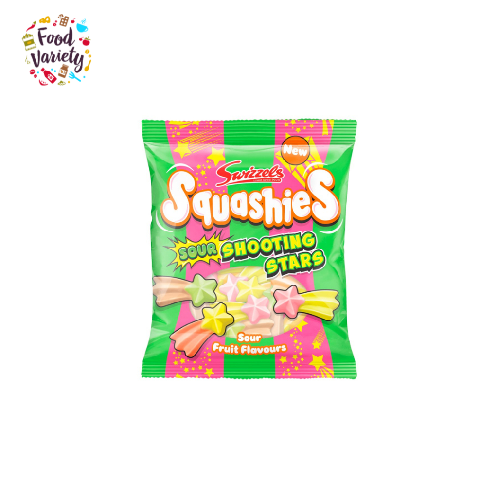 Swizzels Squashies Sour Shooting Stars 100g สวิซเซลส์ สควอชชี่ส์ รสเปรี้ยว ชูตติ้ง สตาร์ส 100 กรัม