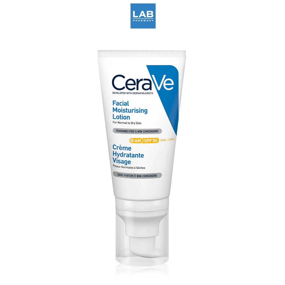 Cerave Facial Moisturising Lotion SPF50 (AM) 52 ml. (Normal to Dry skin) เซราวี เฟเชียล มอยซ์เจอไรซิ่ง โลชั่น SPF50