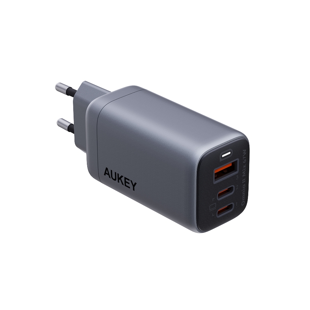 [สำหรับ iPhone 17] AUKEY PA-B6U หัวชาร์จเร็ว 67W GaN 3 พอร์ต Power Adapter หัวชาร์จไอโฟน หัวชาร์จรอง