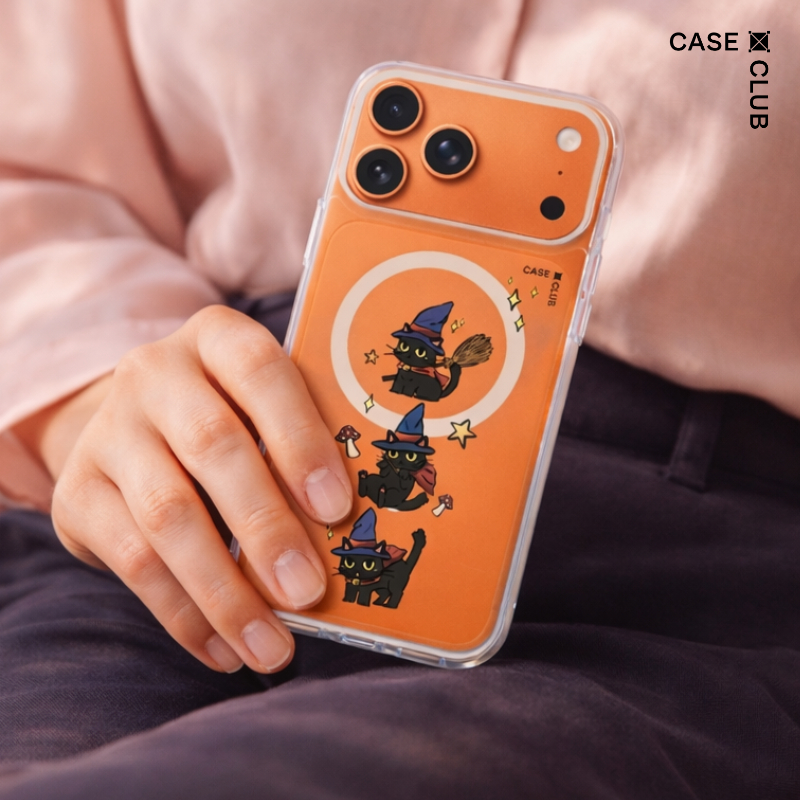 CaseClub เคสไอโฟน ซัมซุง เคสแม่เหล็ก ลาย Witch Cat แม่มดแมวเหมียวตัวน้อย เคสแม่มดเหมียว สำหรับ i17 Pro Max/i17 Pro/i Air
