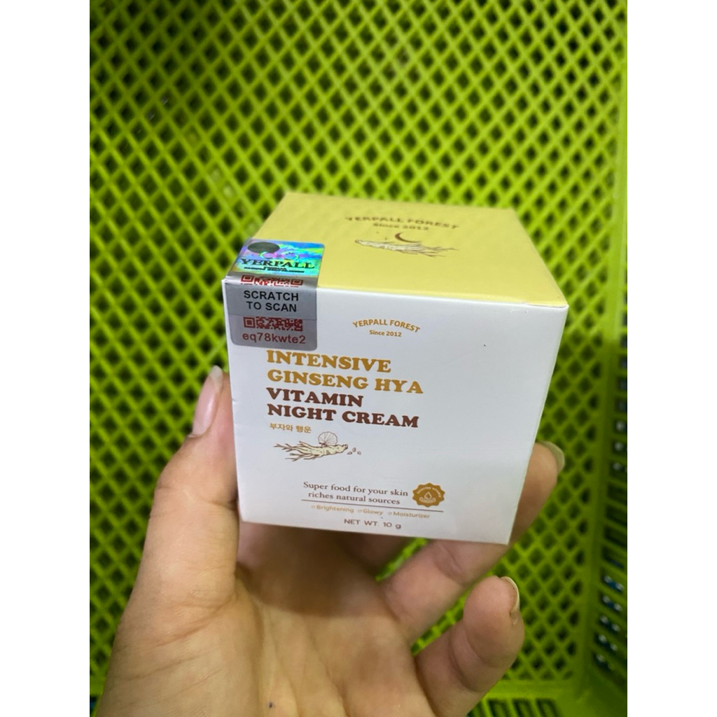 Yerpall ครีมโสมไฮยา Hya แท้💯% Intensive Ginseng Hya Vitamin Night Cream 10g.