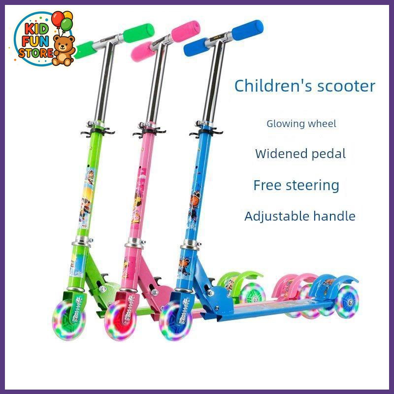 🛴สกู๊ตเตอร์เด็ก 3ล้อ ล้อมีไฟ พับได้ สกู๊ตเตอร์ Scooter ขาไถเด็ก