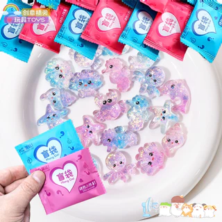 ของเล่นแบบสุ่มในถุงธีมทะเล อุปกรณ์ตกแต่งเรซิน DIY คริสตัลเรืองแสงในที่มืด ของตกแต่งลายการ์ตูน
