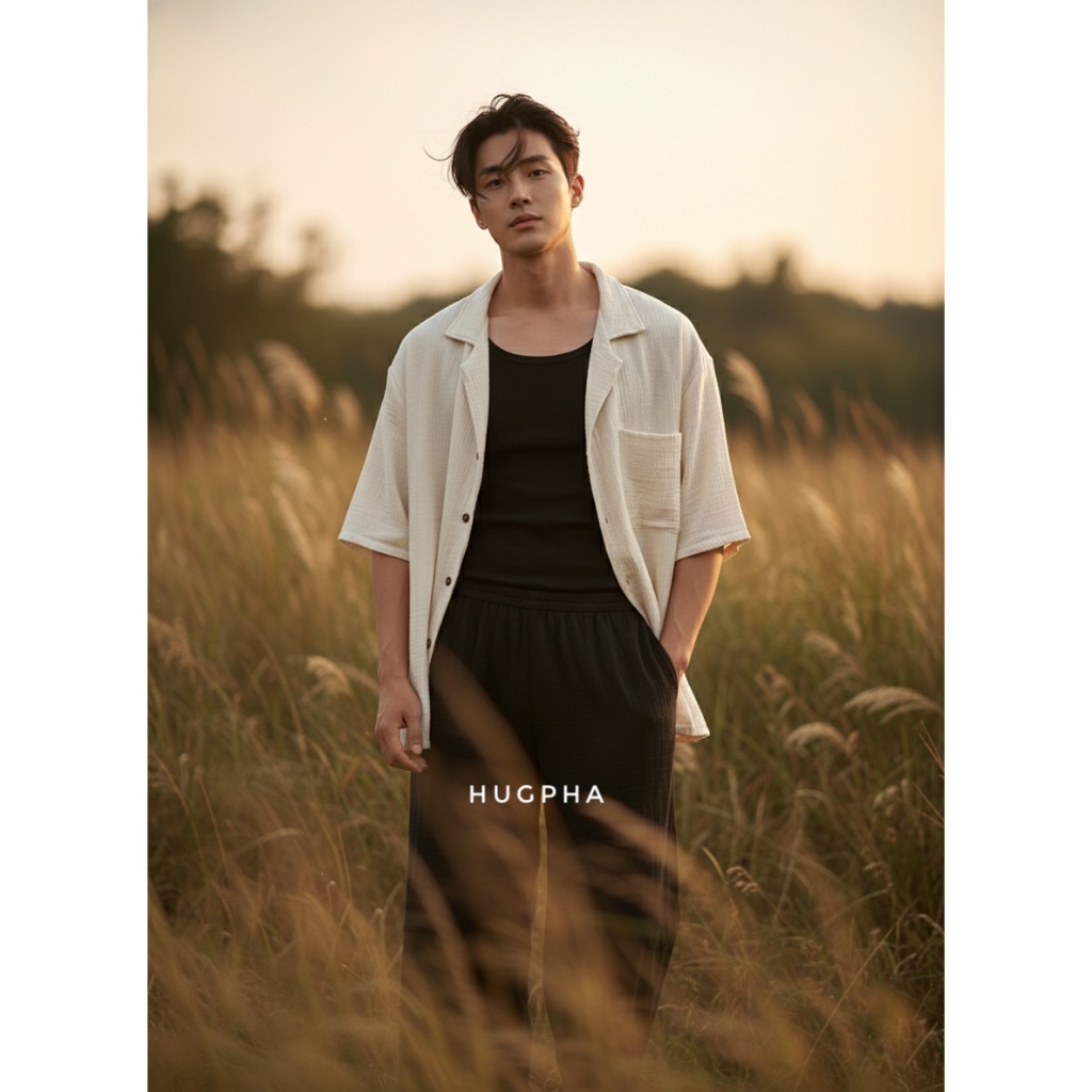 HUGPHA ฮักผ้า เสื้อชายแขนยาวคอวี อก44-46