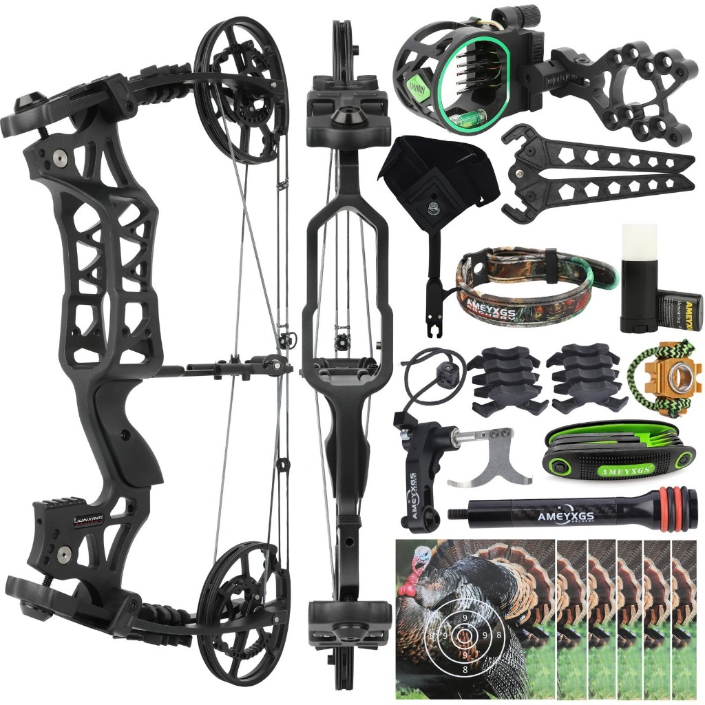 Compound Bow 40-70lbs Adjustable, 20" Axle-to-Axle, 80% Let-Off | Aluminum Alloy Cams & Fiberglass Limbs
