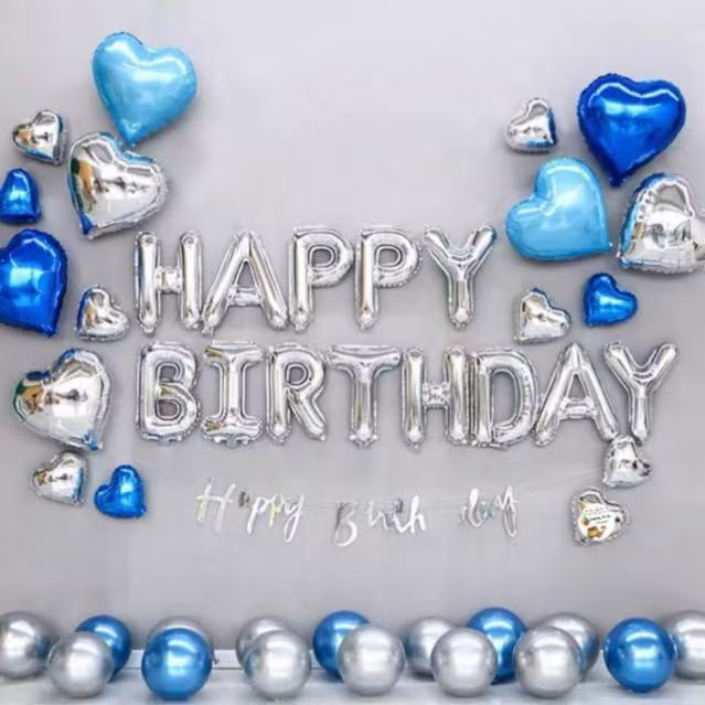 ส่งจากไทย มีหลากหลายสีให้เลือก 16 นิ้ว ลูกโป่งhbd ชุดhbd ลูกโป่งฟรอยตัวอักษร HBDเซ็ตลูกโป่ง(13ตัวอัก