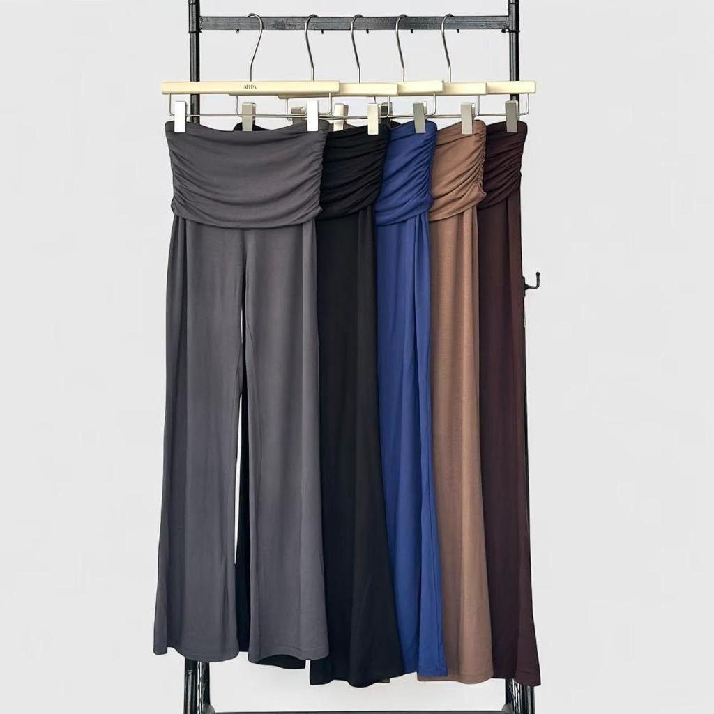 Atipashop - Aerin Flow Pants กางเกงพับเอวผ้าเรย่อน ยืดเยอะ ใส่สบาย
