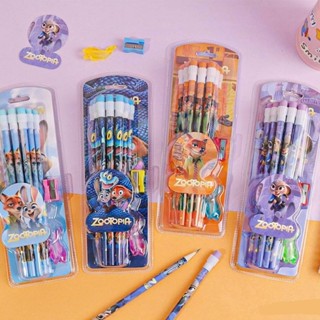 ดินสอไม้ ลายการ์ตูน HB และ 2B แพค 10-12 แท่ง พร้อมกบเหลา