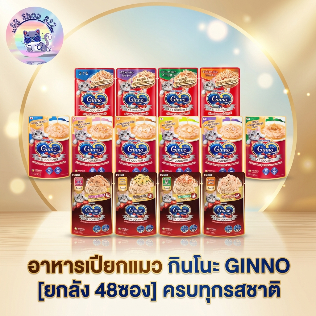 อาหารเปียกแมว กินโนะ GINNO [ยกลัง 48ซอง] ครบทุกรสชาติ