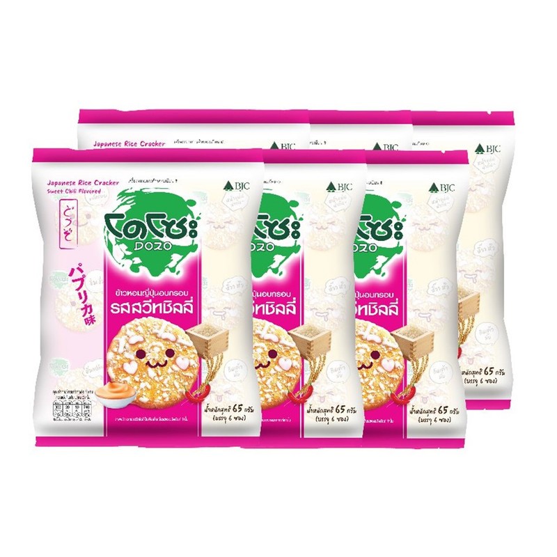 โดโซะ (DOZO) ข้าวหอมญี่ปุ่นอบกรอบ รสสวีทชิลลี่ กรอบอร่อย เผ็ดหวานลงตัว 65ก. x 6ซอง (DOZO Rice Cracker)