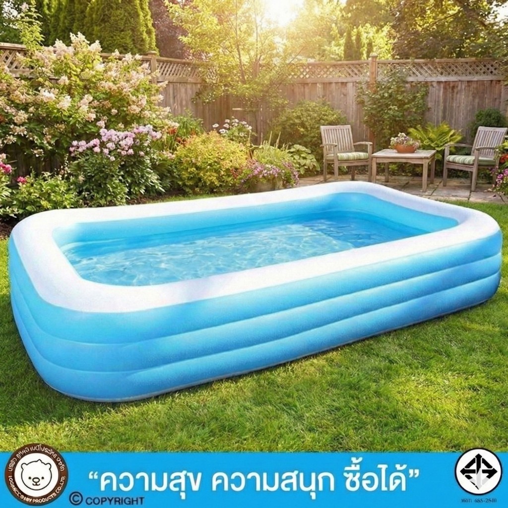 Swimming Pool สระน้ำเป่าลม 3 เมตร 3 ชั้น สระน้ำขนาดใหญ่ สระน้ำครอบครัว  สระน้ำราคาถูก แถมสูบไฟฟ้า รูปที่ 6