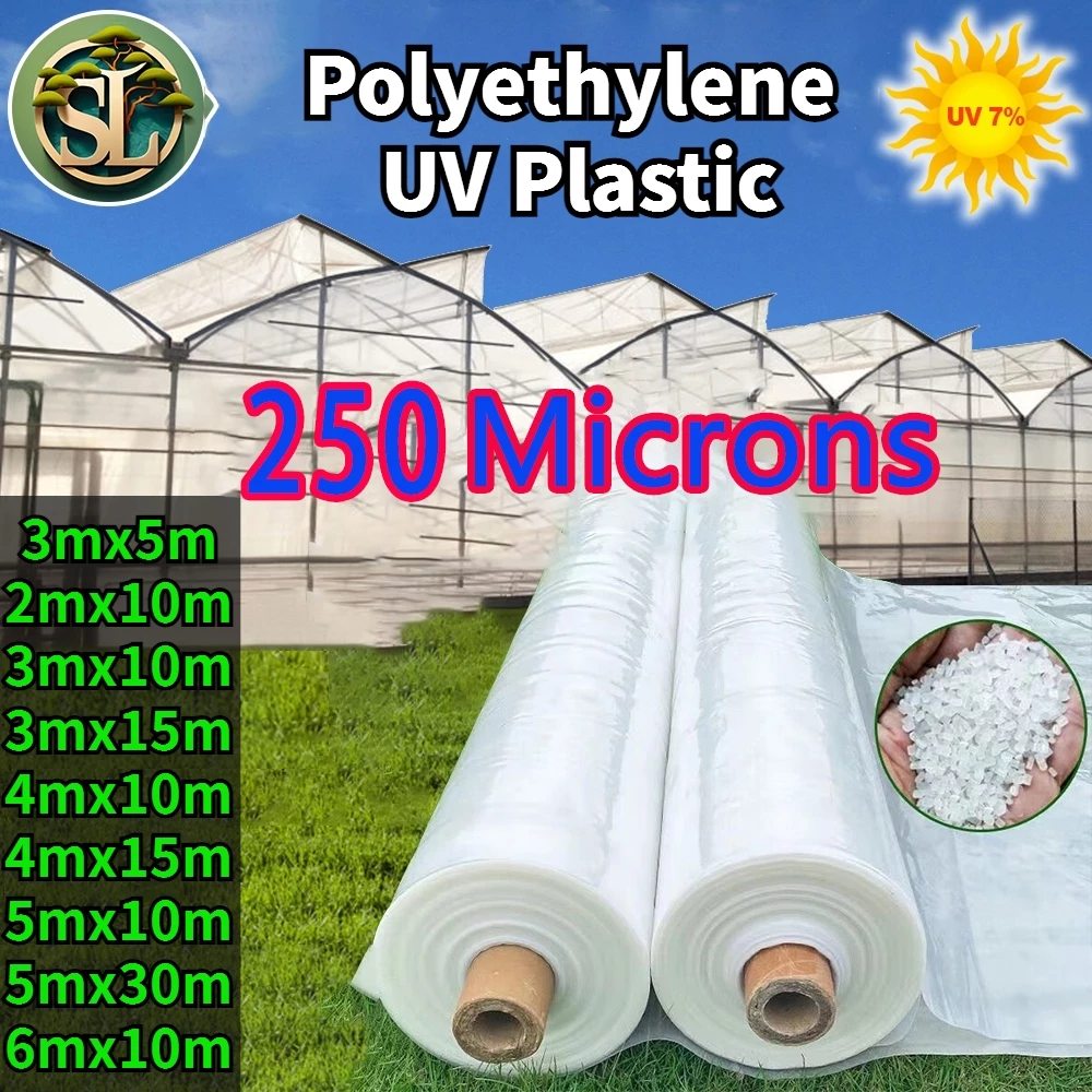 พลาสติกโรงเรือน พลาสติกใส พลาสติกคลุมโรงเรือน กันฝนgreenhouse หนา 180/200/250 ไมครอน UV15% โรงเรือนแคคตัส พลาสติกปูบ่อ