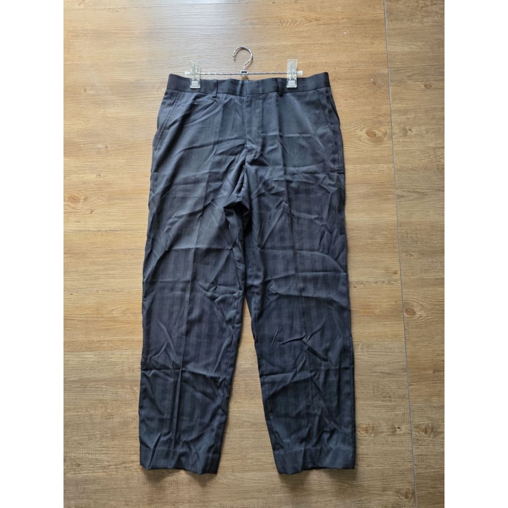 Valentino Rudy ITALY กางเกงผ้าขายาวสีดำลายสก็อตซิปหน้ากระเป๋าข้างงานสวยไซส์(34)เอว34-35สะโพก42ยาว39(