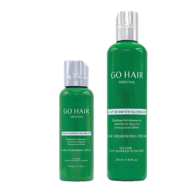 อาหารผม โกแฮร์ สาหร่าย ขวด เขียว GO HAIR Silky Seaweed Nutrients บำรุงผม กันความร้อน (มี 2 ขนาด)