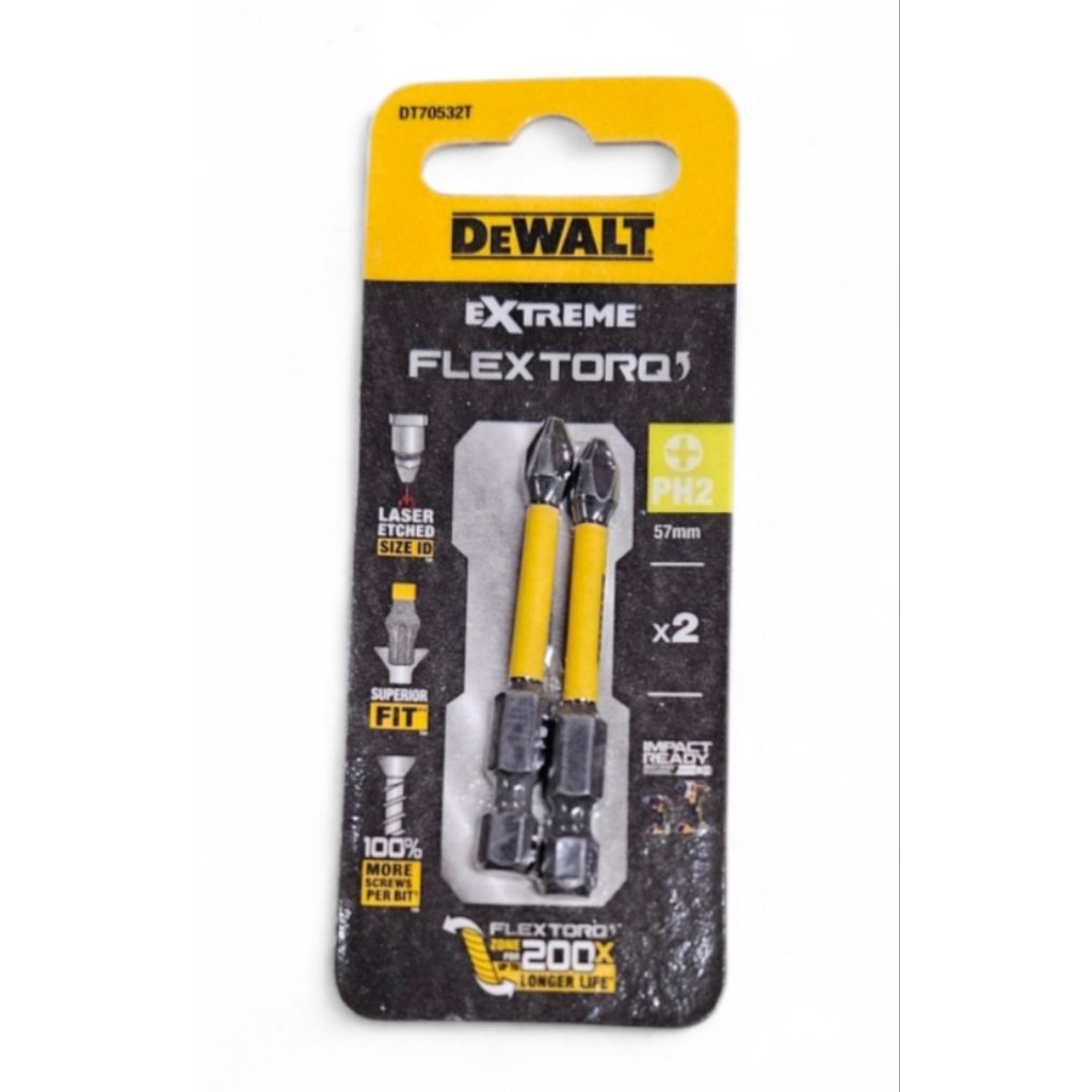 DEWALT DT70532T-QZ ดอกไขควง PH2 X57ม.ม. *ราคาต่อ1แพค* ดอกไขควงลม ดอกไขควงIMAPACT DT70532T