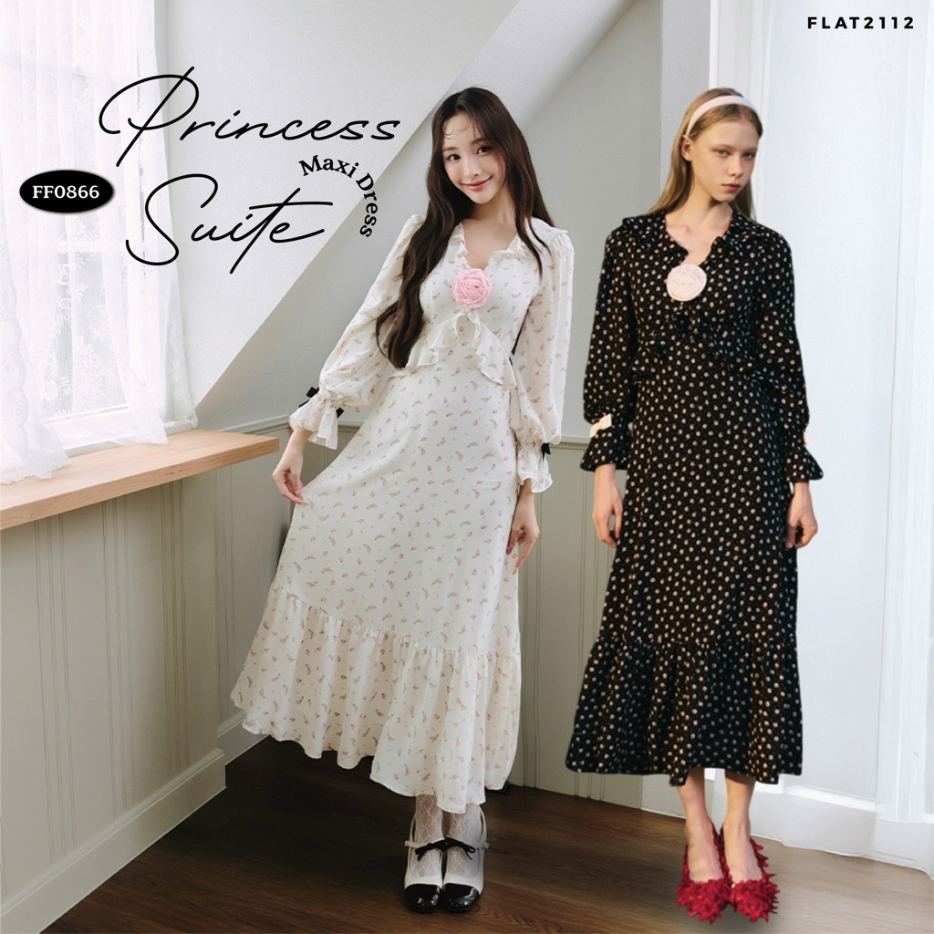 FLAT2112  : PRINCESS SUITE MAXI DRESS เดรสยาว ชุดออกงาน (FF0866)
