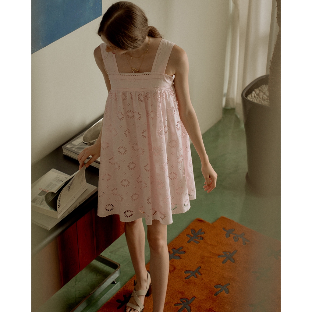 ( พร้อมส่ง ) Perana เดรส ลูกไม้ Venice Dress Pink (สีชมพู Pink )