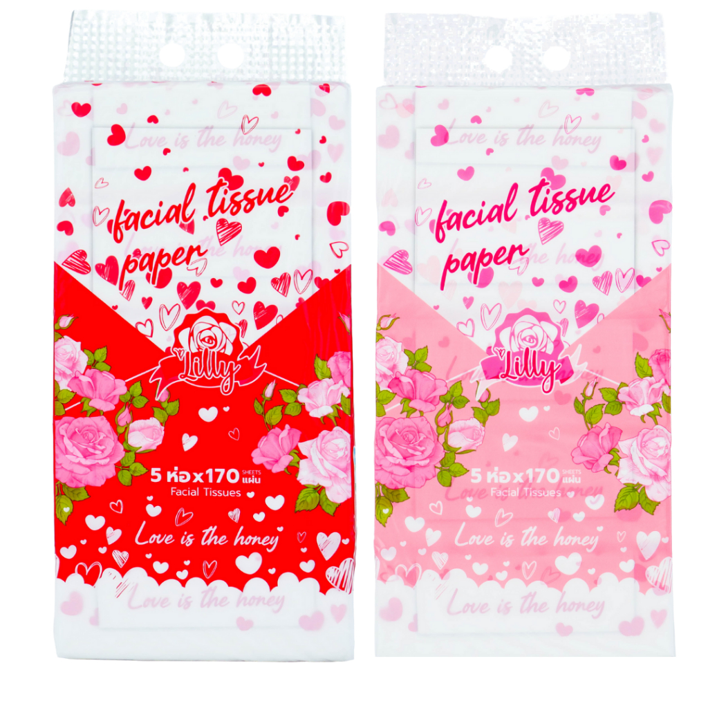 ยกลัง 10 หิ้ว 50 ห่อ กระดาษทิชชู่เช็ดหน้า Lilly 170แผ่น valentine's day หนา 2 ชั้น แถมฟรี!!ยาสีฟันดีเฮิร์บ 2หลอด รูปที่ 2