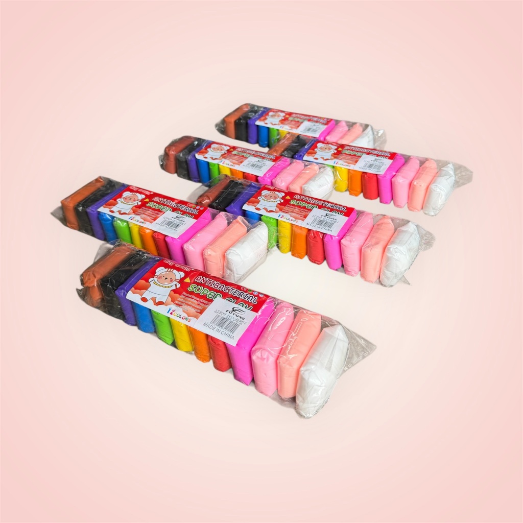 ของเล่น ดินเบา มาพร้อมกับอุปกรณ์ปั้น3ชิ้น 1เเพ็ค มี12สี ความยาว 22 CM [ราคา 160บาท ได้ 12เเพ็ค]