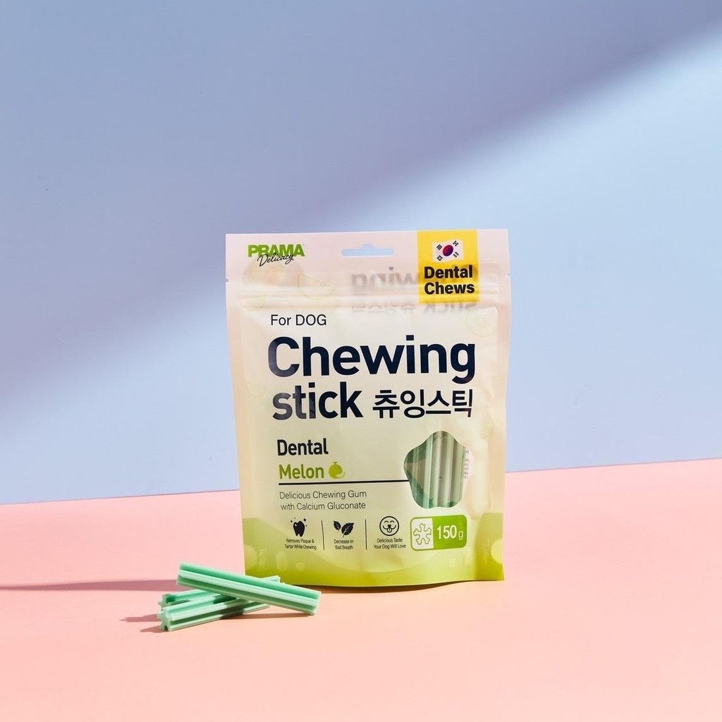 Prama Chewing Stick รสเมล่อน ขนมสุนัข   ช่วยขัดฟัน dental chews ขนมขัดฟัน  พราม่า 150 g