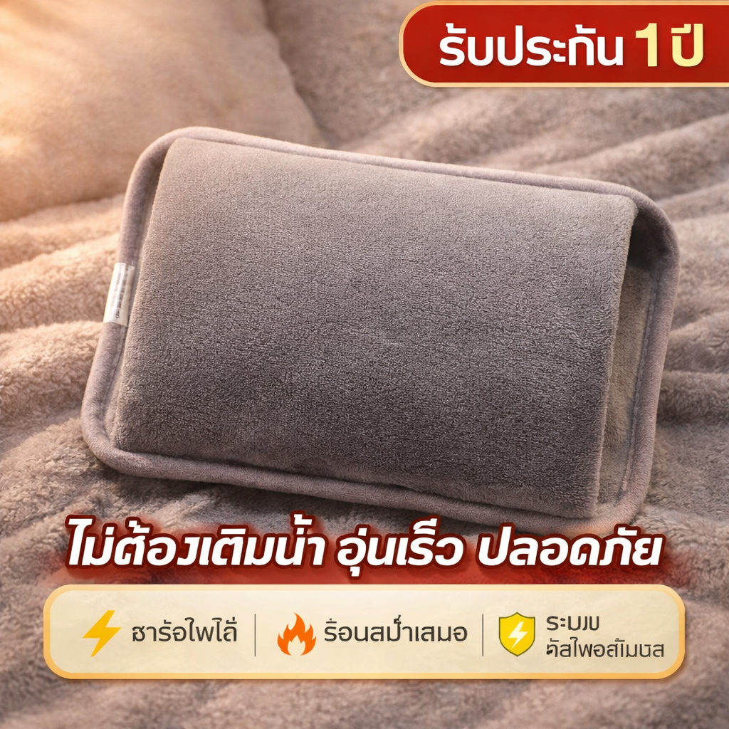 กระเป๋าน้ำร้อน ถุงน้ําร้อนไฟฟ้า อุ่นได้นาน 15 ชม ผ้ากำมะหยี่ ถุงน่ําร้อน ถุงปะคบร้อน ถุงอุ่นมือ ประคบร้อน