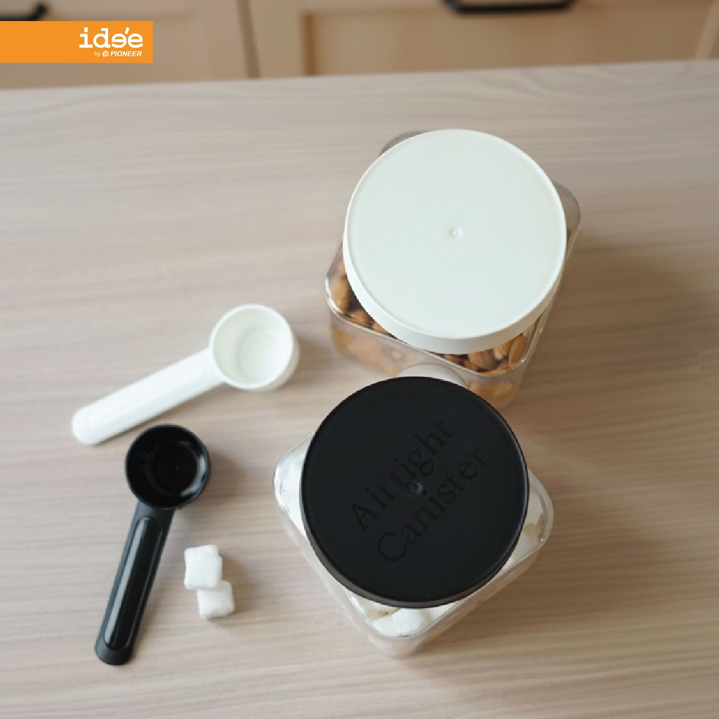 ide'e [4 ชิ้น] โหลพลาสติกฝาเกลียว ทรงเหลี่ยม ความจุ 750 ml.  ฟรีช้อนตัก รุ่น PNP3530 สำหรับเก็บผงชากาแฟและเครื่องปรุง - รูปที่ 3