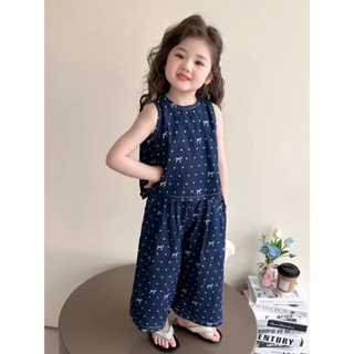 （เสื้อผ้า + กางเกง）สาวฤดูร้อนตั้ง 2026 แฟชั่นใหม่ลายจุดโบว์เ…