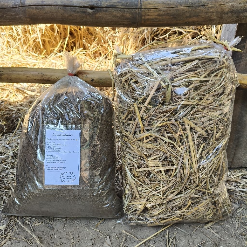 *ซื้อ1ถุงแถมฟางคลุมดิน1ถุงปุ๋ยคอก ขี้วัวแท้100%แห้งสนิท คุณภาพสูง ไร้กลิ่นใส่บำรุงดิน ใส่บำรุงต้นไม้ทุกชนิดขนาด2กิโลกรัม