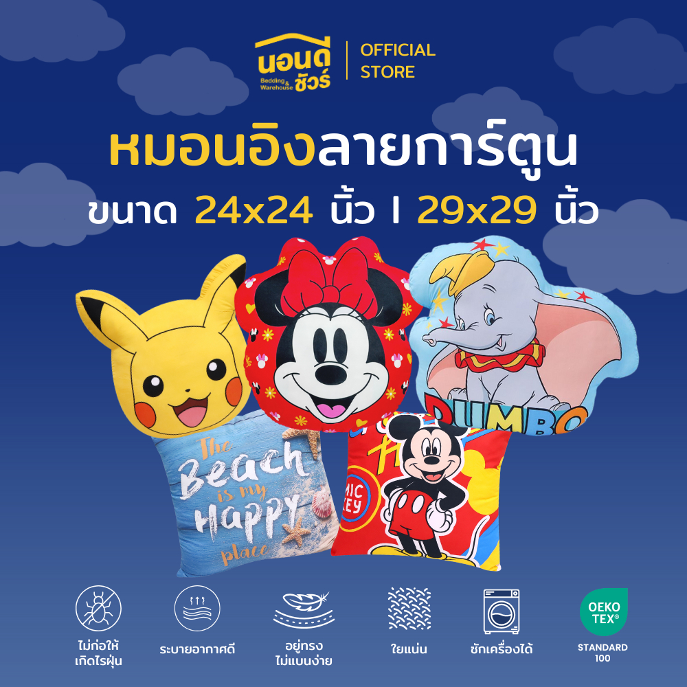 หมอนอิงลายการ์ตูน ขนาด 24x24 นิ้ว,29x29 นิ้ว