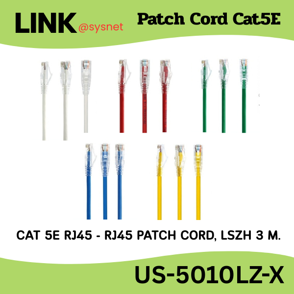 Link US-5010LZ-X  CAT 5E RJ45 - RJ45 PATCH CORD, LSZH 3 M. Interlink