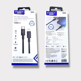 Energy สายชาร์จเร็ว PD 30w 3.0A/30W (TC to LN) (TC to TC) พอร์ตสีทอง สาย PVC เส้นกลม รุ่น SG3