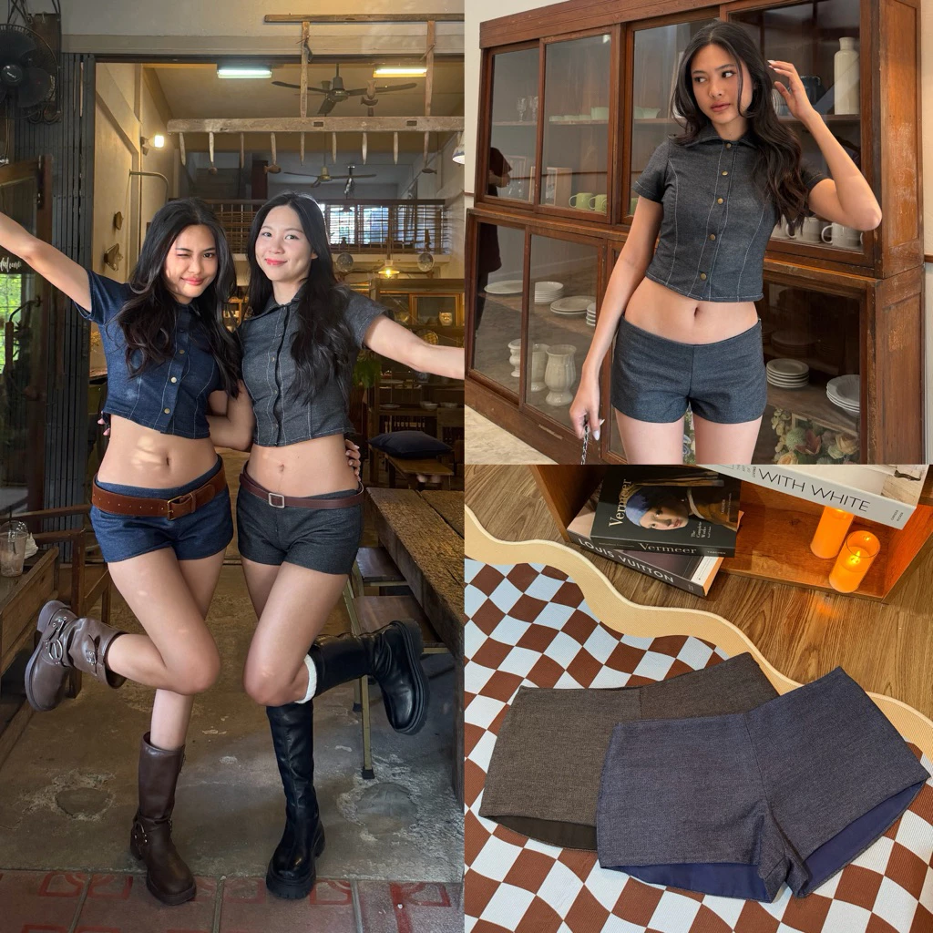 Classy short (เฉพาะกางเกง) กางเกงเอวต่ำผ้ายีนส์