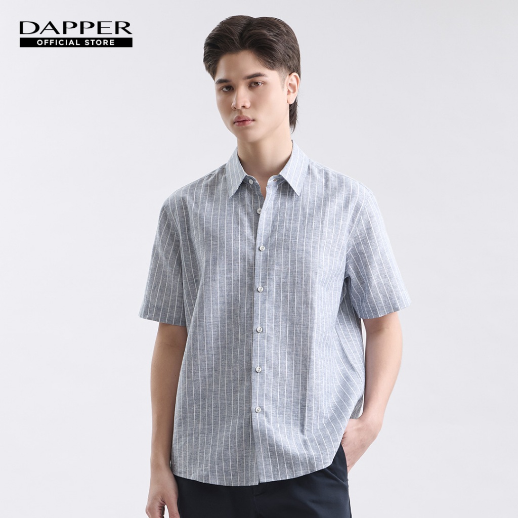 DAPPER เสื้อเชิ้ตแขนสั้น Striped Yarn Dyed Shirt สีฟ้า (BCS/BL/577TS)
