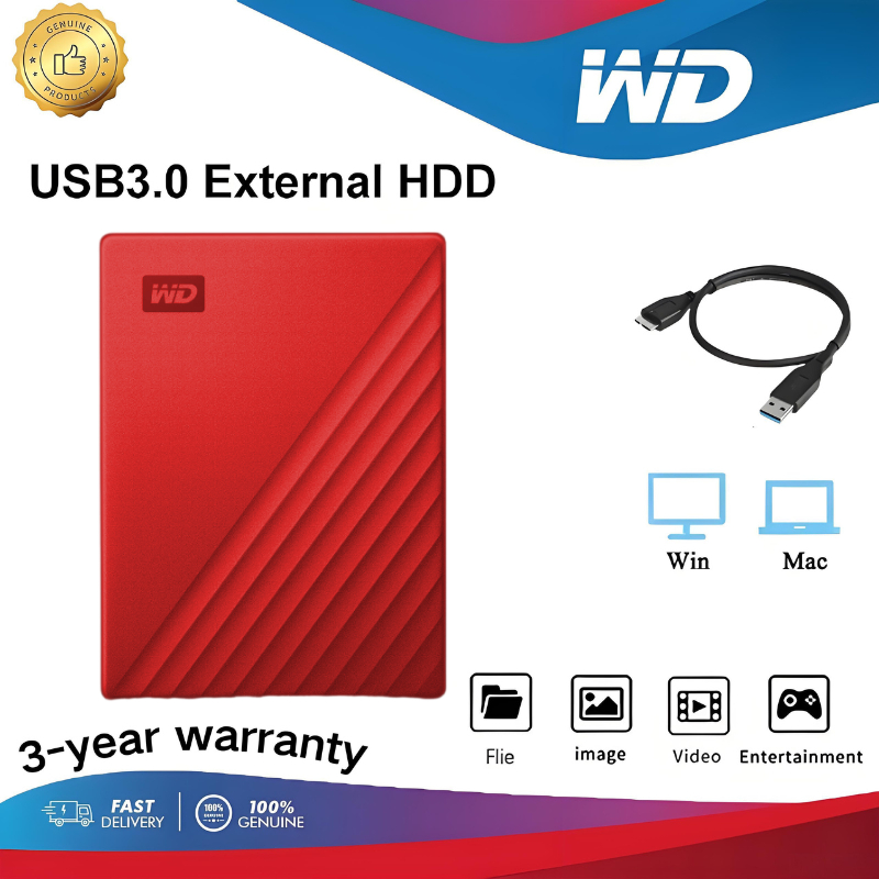 4TB 2TB 1TB  WD My Passport Ultra red HDD 2.5'' Portable hard drives External Hard Disk  USB3.0