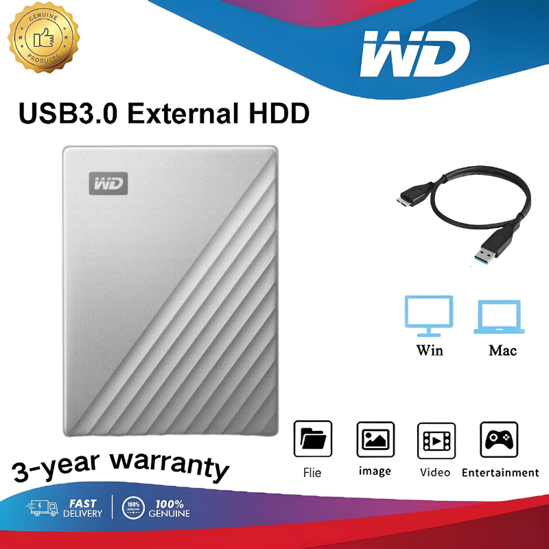4TB 2TB 1TB  WD My Passport Ultra silver HDD 2.5'' Portable hard drives External Hard Disk  USB3.0