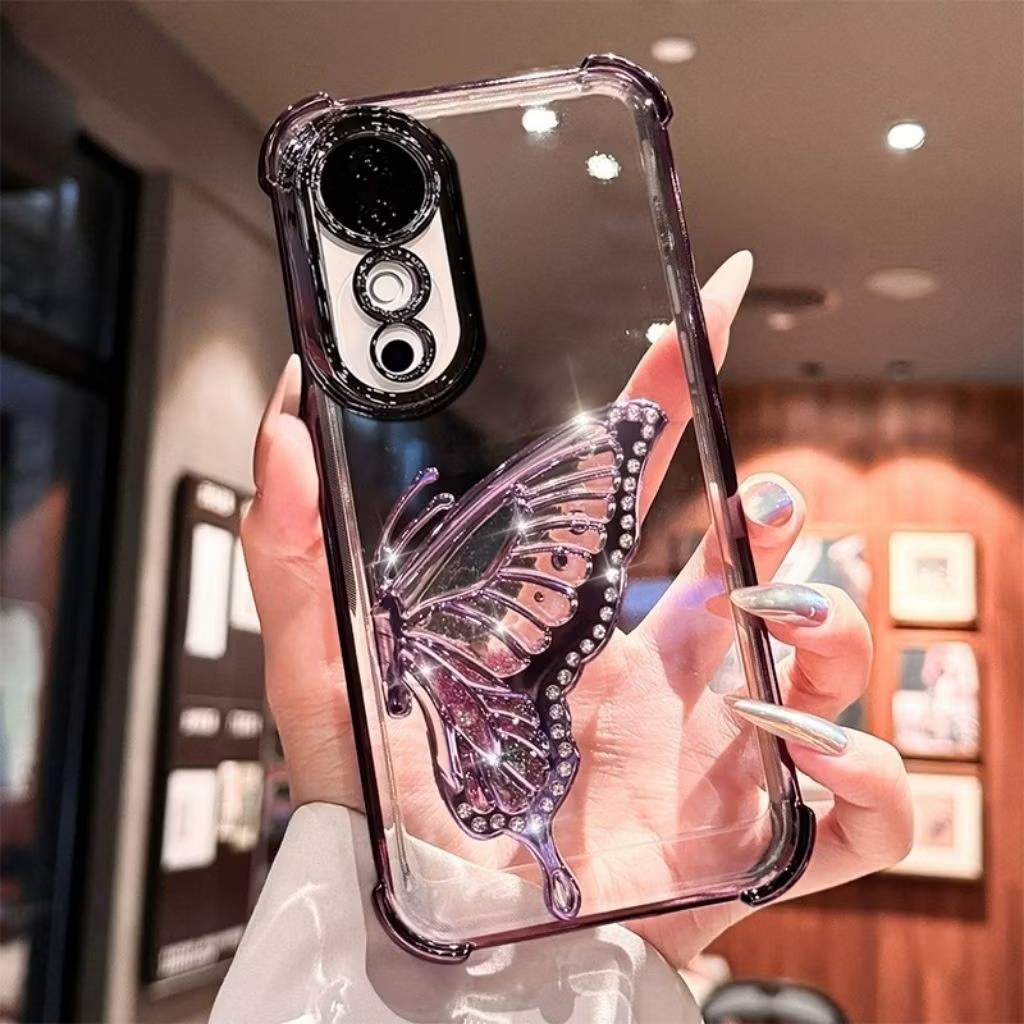 ส่งจากไทย เคสสำหรับ VIVO V40 V40PRO V50 V60 V60Lite เคสใส ขอบสี ผีเสื้อ ตั้งได้ กันกระแทก สุดหรูQ4