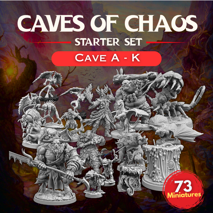 Heros of the Borderlands [Starter Set] - Caves of Chaos Pack (Cave A-K) Iโมเดลบอร์ดเกม (งานเรซิ่นยังไม่ลงสี)