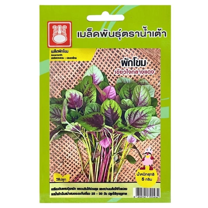 เมล็ดพันธุ์ ผักโขมเขียวใจกลางแดง ตราน้ำเต้า