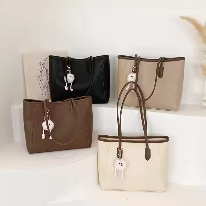 KLYM #FF4141 กระเป๋าโท้ทหนังแฟชั่นสำหรับผู้หญิง กระเป๋าสะพายไหล่หรูหราและอินเทรนด์