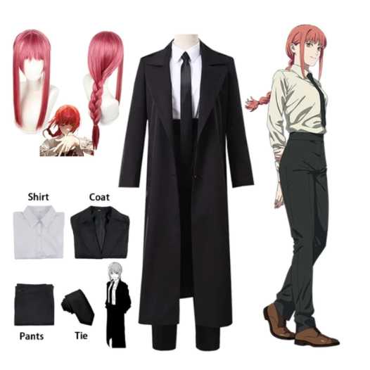 อะนิเมะ Chainsaw Makima CosplayCostume เสื้อ Windbreaker สีดำ TiePants ผู้หญิงชุดชุดชุด Makima