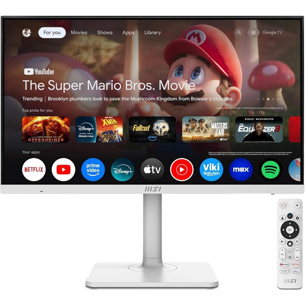 MSI Modern 27-inch 4K UHD MD272UPSW Google TV™ Smart Monitor,  60 Hz, USB- C 65W, Height Adjustable,